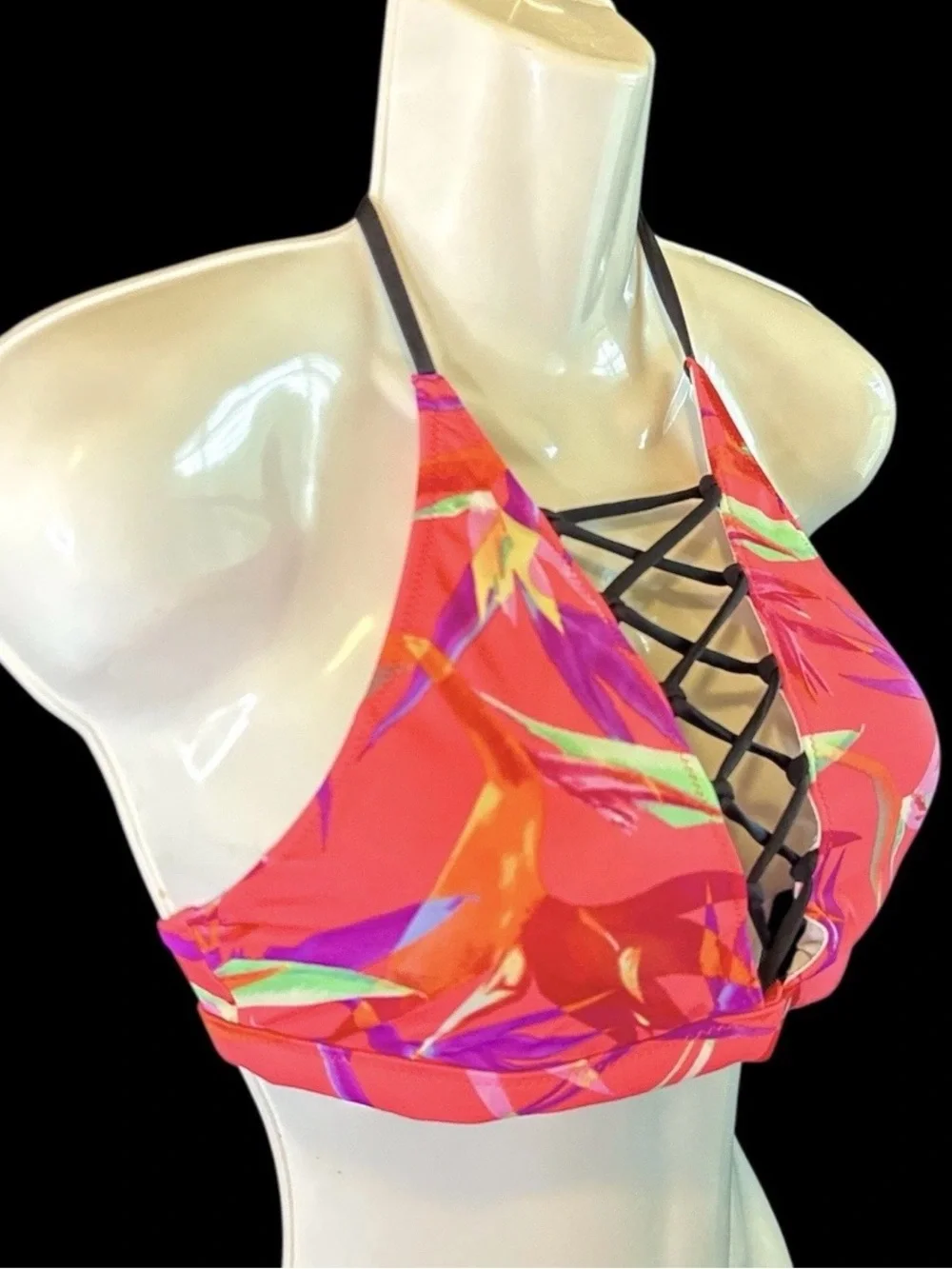 Victoria’s Secret PINK Bikini Halter Top Sz S Neon Bright Festival Y2K Bralette - Picture 5 of 12